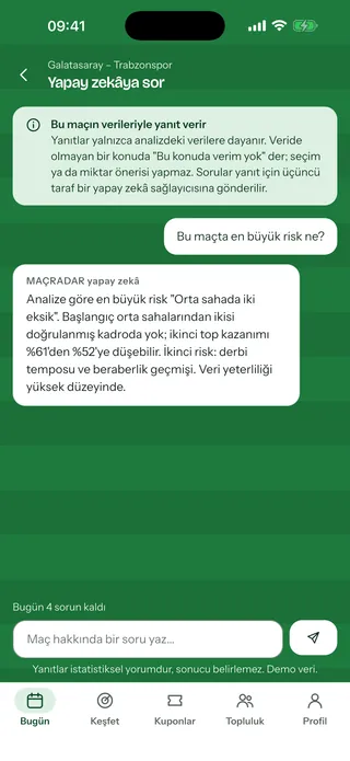 Yapay zekâya sor: maçın verilerine dayanan soru ve yanıt